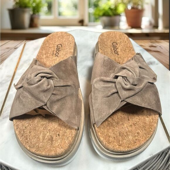 GABOR 82.851 Suede Sesame Platform Slip-on Slide Size 39 US 8.5 - Picture 14 of 15